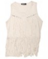 Women's Fringe Vest Open Front 70s Outfits Faux Suede Tassel Cardigan White $14.84 Vests