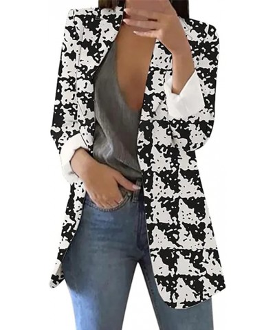 Women's Long Sleeve Casual Blazers Label Button Open Front Tuxedo Leopard Printed Jacket Suit Winter Coats for Women S4black ...