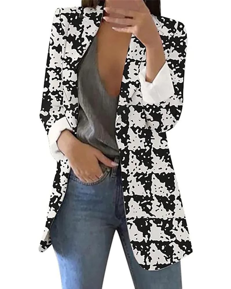 Women's Long Sleeve Casual Blazers Label Button Open Front Tuxedo Leopard Printed Jacket Suit Winter Coats for Women S4black ...