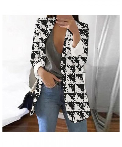 Women's Long Sleeve Casual Blazers Label Button Open Front Tuxedo Leopard Printed Jacket Suit Winter Coats for Women S4black ...