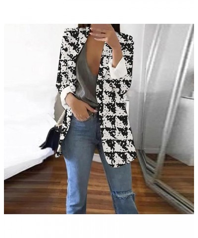 Women's Long Sleeve Casual Blazers Label Button Open Front Tuxedo Leopard Printed Jacket Suit Winter Coats for Women S4black ...