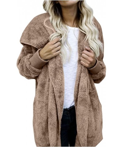 Women 2024 Spring New Fur Outerwear Coat Solid Long Sleeve Zipper Loose Warm Soft Windproof Hooded Jacket 04-complexion $16.1...