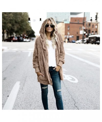 Women 2024 Spring New Fur Outerwear Coat Solid Long Sleeve Zipper Loose Warm Soft Windproof Hooded Jacket 04-complexion $16.1...