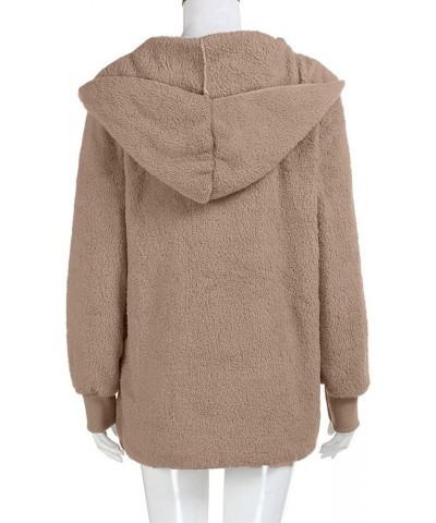 Women 2024 Spring New Fur Outerwear Coat Solid Long Sleeve Zipper Loose Warm Soft Windproof Hooded Jacket 04-complexion $16.1...