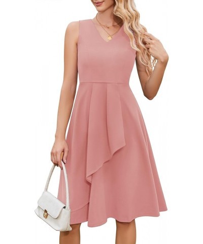 Women's Vintage Cocktail Dress, Fit and Flare Dress A Line Ruffle Fall Wedding Guest Dress Blush $22.05 Dresses