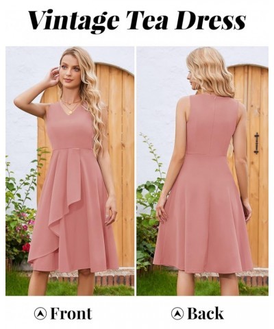 Women's Vintage Cocktail Dress, Fit and Flare Dress A Line Ruffle Fall Wedding Guest Dress Blush $22.05 Dresses