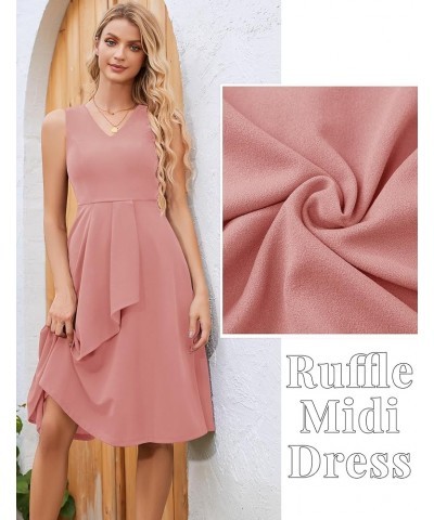 Women's Vintage Cocktail Dress, Fit and Flare Dress A Line Ruffle Fall Wedding Guest Dress Blush $22.05 Dresses