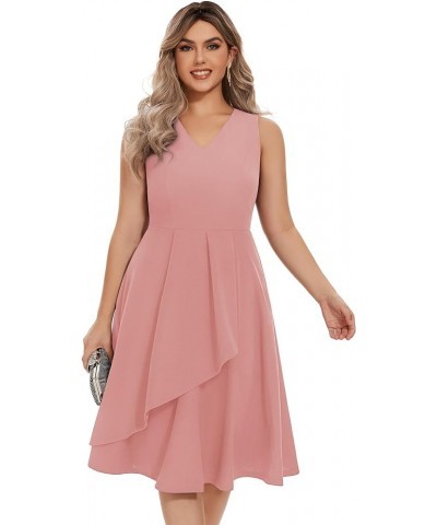 Women's Vintage Cocktail Dress, Fit and Flare Dress A Line Ruffle Fall Wedding Guest Dress Blush $22.05 Dresses