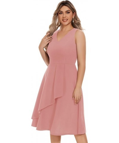 Women's Vintage Cocktail Dress, Fit and Flare Dress A Line Ruffle Fall Wedding Guest Dress Blush $22.05 Dresses