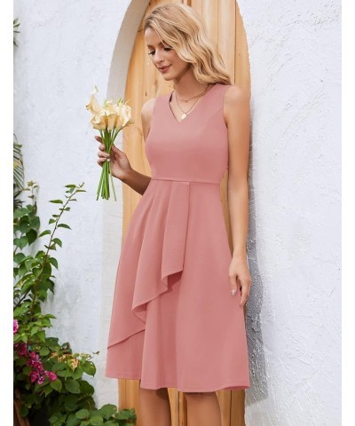 Women's Vintage Cocktail Dress, Fit and Flare Dress A Line Ruffle Fall Wedding Guest Dress Blush $22.05 Dresses