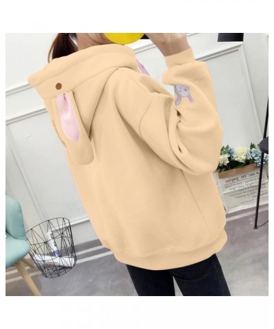 Cute Hoodies for Girls 10-12 Years Old Cute Sweatshirt Sleeve Fashion Tops Hooded Cotton Women Cat Fashion Z102-khaki $11.21 ...