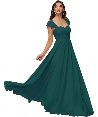 Women's Long Chiffon Bridesmaid Dresses Sweetheart Neck Formal Evening Party Gowns Peacock $32.66 Dresses