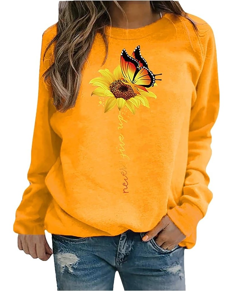 Cute Sweatshirts for Teens,Women's Long Sleeve Sweatshirt Casual Crewneck Loose Fit Pullover Fleece Fall Tops Yellow-c $8.32 ...