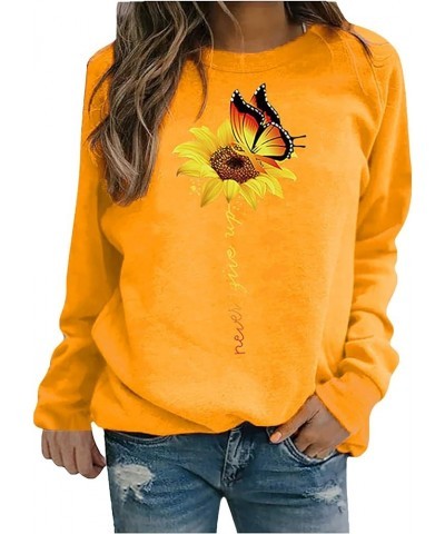 Cute Sweatshirts for Teens,Women's Long Sleeve Sweatshirt Casual Crewneck Loose Fit Pullover Fleece Fall Tops Yellow-c $8.32 ...