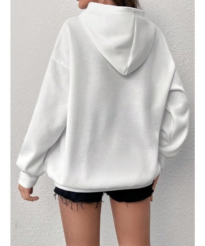 Women's Figure Abstract Graphic Drawstring Hoodie Drop Shoulder Long Sleeve Hooded Sweatshirts White $13.44 Hoodies & Sweatsh...