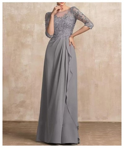 Mother of The Bride Dress 3/4 Sleeve Chiffon Laces Appliques Ruched Formal Evening Gowns Olive $34.78 Dresses