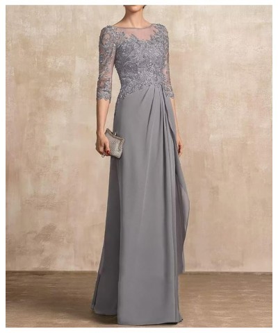 Mother of The Bride Dress 3/4 Sleeve Chiffon Laces Appliques Ruched Formal Evening Gowns Olive $34.78 Dresses