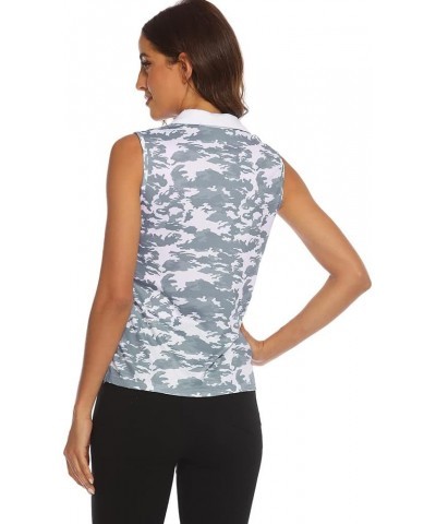 Sleeveless Golf Polo Shirts for Women Quick Dry Camo Lightweight UPF 50+ Sports Athletic Tank Tops for Casual Tennis Acamo-gr...