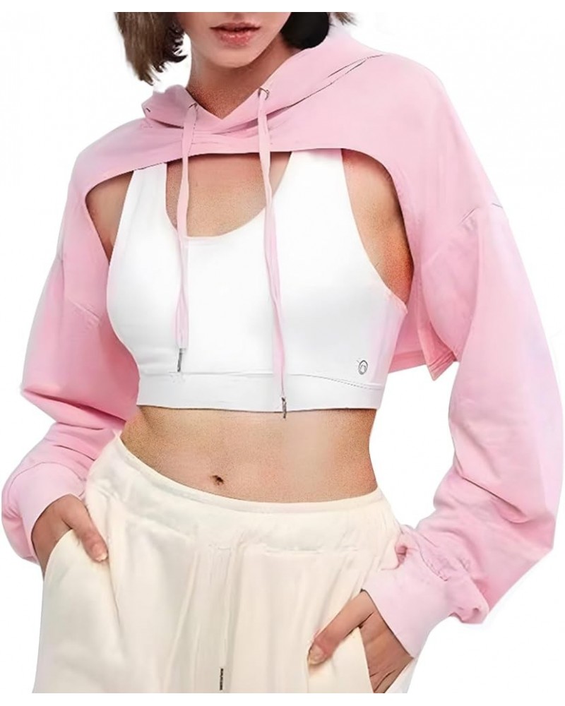 Women Long Sleeve Cropped Super Crop Top Hoodies Sweatshirt Aesthetic Punk Hip Hop Dance Sexy Rave Cloth Pink $11.39 Hoodies ...