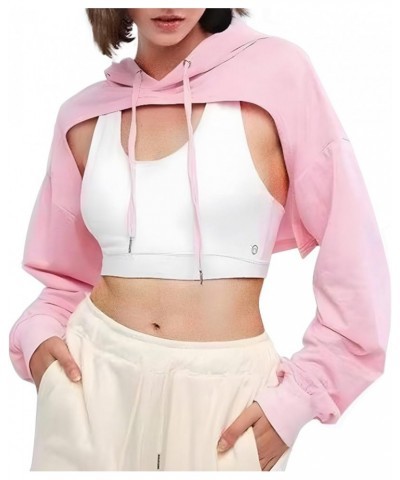 Women Long Sleeve Cropped Super Crop Top Hoodies Sweatshirt Aesthetic Punk Hip Hop Dance Sexy Rave Cloth Pink $11.39 Hoodies ...