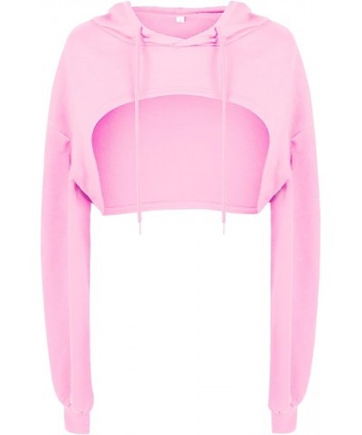 Women Long Sleeve Cropped Super Crop Top Hoodies Sweatshirt Aesthetic Punk Hip Hop Dance Sexy Rave Cloth Pink $11.39 Hoodies ...