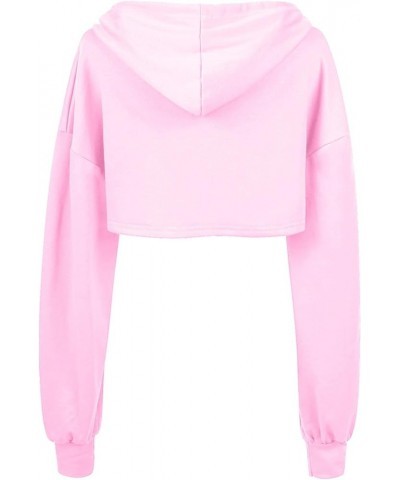 Women Long Sleeve Cropped Super Crop Top Hoodies Sweatshirt Aesthetic Punk Hip Hop Dance Sexy Rave Cloth Pink $11.39 Hoodies ...