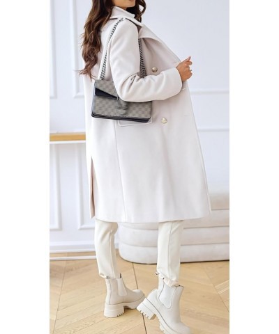 Women's Winter Jacket Double-Breasted Wool Blend Warm Long Trench Coat White $21.15 Coats