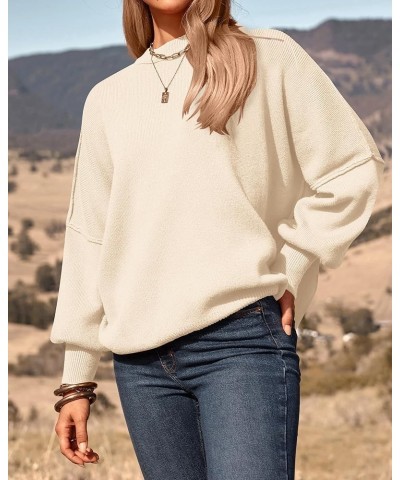 Women's Oversized Sweater 2024 Casual Fall Crewneck Long Sleeve Loose Side Slit Ribbed Knit Pullover Tops Solid White $27.43 ...