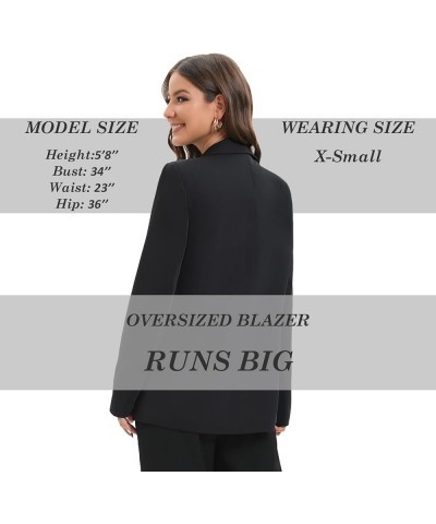 Women's Oversized Double-Breasted Suit Blazer Jacket Long Sleeve Casual Boyfriend Style Work Office Blazer with Pockets X-Sma...