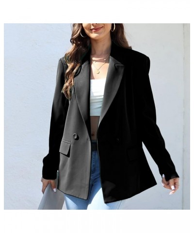 Women's Oversized Double-Breasted Suit Blazer Jacket Long Sleeve Casual Boyfriend Style Work Office Blazer with Pockets X-Sma...