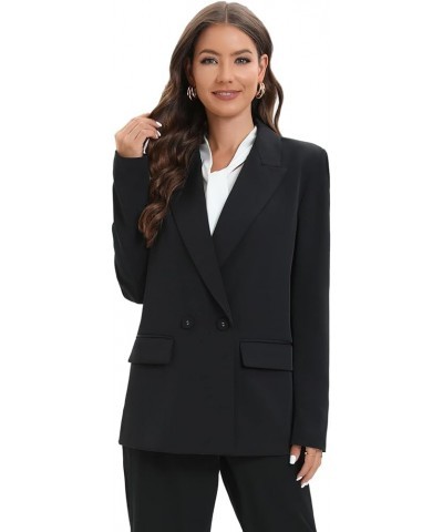 Women's Oversized Double-Breasted Suit Blazer Jacket Long Sleeve Casual Boyfriend Style Work Office Blazer with Pockets X-Sma...