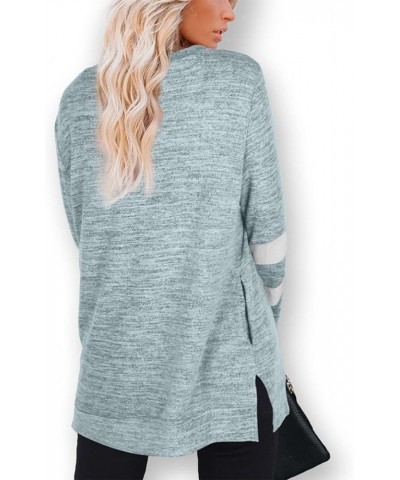 Womens Casual Sweatshirts Long Sleeve Shirts Oversized With Pocket Tunic Tops S-3XL 205-grayblue $11.72 Tops