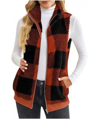 Women's Fleece Vest Casual Fuzzy Sleeveless Cozy Coats Lightweight Vest Winter Warm Sherpa Jacket With Pockets 03♛orange $8.3...