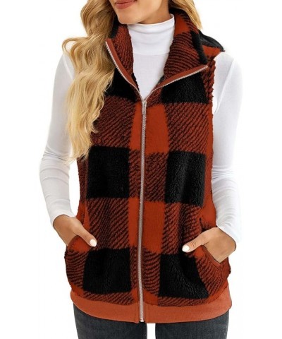 Women's Fleece Vest Casual Fuzzy Sleeveless Cozy Coats Lightweight Vest Winter Warm Sherpa Jacket With Pockets 03♛orange $8.3...