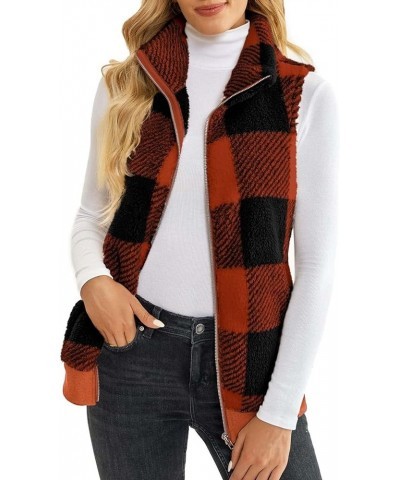 Women's Fleece Vest Casual Fuzzy Sleeveless Cozy Coats Lightweight Vest Winter Warm Sherpa Jacket With Pockets 03♛orange $8.3...