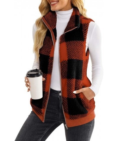 Women's Fleece Vest Casual Fuzzy Sleeveless Cozy Coats Lightweight Vest Winter Warm Sherpa Jacket With Pockets 03♛orange $8.3...