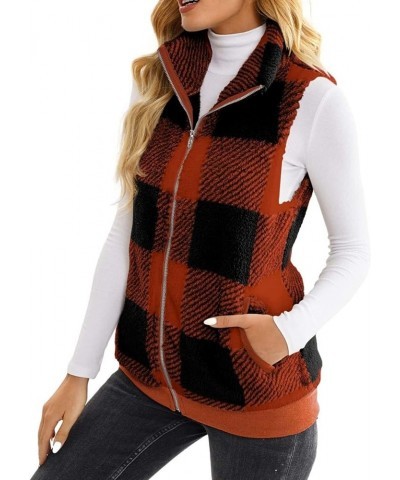 Women's Fleece Vest Casual Fuzzy Sleeveless Cozy Coats Lightweight Vest Winter Warm Sherpa Jacket With Pockets 03♛orange $8.3...