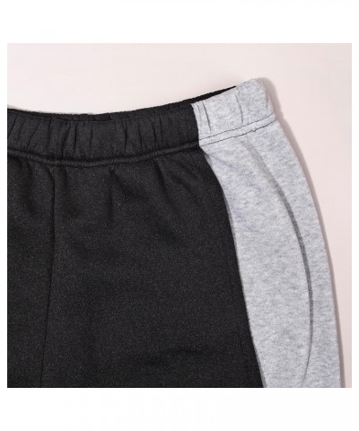 Women Fleece Lined Sweatpants Elastic High Waist Color Block Baggy Wide Leg Pants Club Outfits Black $14.70 Activewear