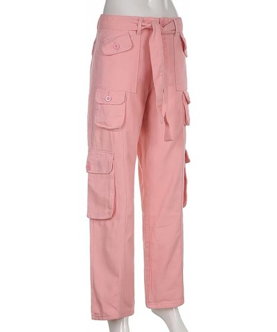 Women's High Waist Baggy Jeans Flap Pocket Relaxed Fit Straight Wide Leg Y2K Fashion Cargo Jeans A Pink $21.44 Jeans