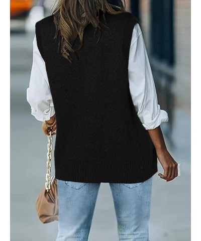 Women's Oversized V Neck Knitted Sweater Vest Tunic Sleeveless Pullover Top Loose Knit Tank Black-k26251 $20.13 Sweaters