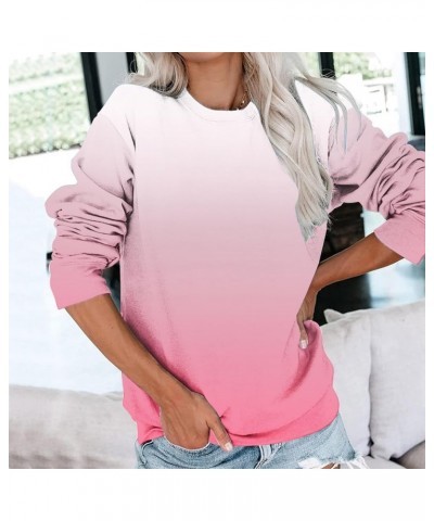 Trendy Fall Gradient Print Long Sleeve Tunic Tops for Women Tie Dyed Crew Neck Sweatshirts Casual Oversized Outwear Hoodies A...