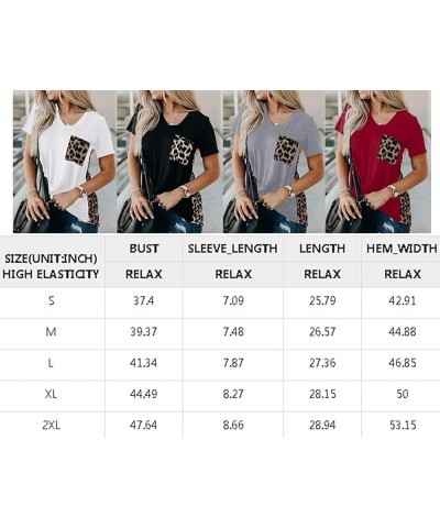 Womens Leopard Printed T Shirt Summer Short Sleeve Shirts Loose Casual Tops Crewneck Tee Top Blouses D Black $10.65 T-Shirts