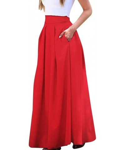 Alt Skirt for Women Women's Summer Elastic High Waist Boho Maxi Skirt Teen Girls Casual A Line Long Skirt Zb-red $10.91 Skirts