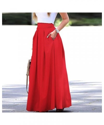 Alt Skirt for Women Women's Summer Elastic High Waist Boho Maxi Skirt Teen Girls Casual A Line Long Skirt Zb-red $10.91 Skirts