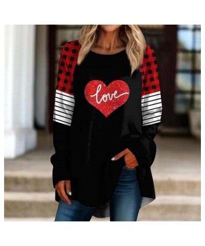 Long Sleeve Shirts for Women,Women's Casual Plus Size Long Sleeved Round Neck Valentine's Day Printed Vacation T-Shirt Top 1-...