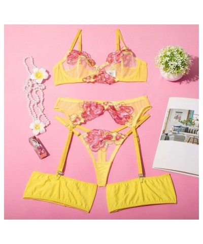 Babydoll Lingerie for Women Sexy Hot Sexy Night Gowns for Woman Plus Size Lingerie Chemises Dress Yellow $8.89 Lingerie