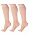 (3 Pairs) Made in USA - Sheer Compression Socks for Women Circulation 15-20mmHg Natural $22.11 Socks