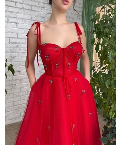 Women's Spaghetti Straps Tulle Prom Dress Cherry Tea Length Formal Evening Party Gowns Daffodil $39.74 Dresses