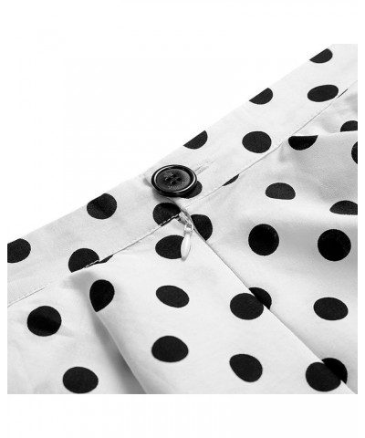 Women's 50s Vintage Inspiration Polka Dot Floral Rockabilly Full Swing Skirt White With Black Dots $9.66 Skirts