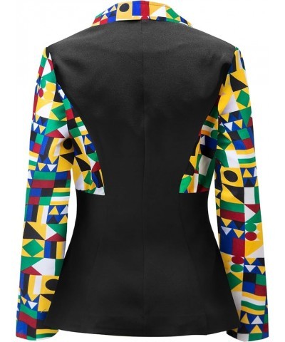 Women African Print Coat Notched Lapel Pocket Blazer Jacket H $27.19 Jackets